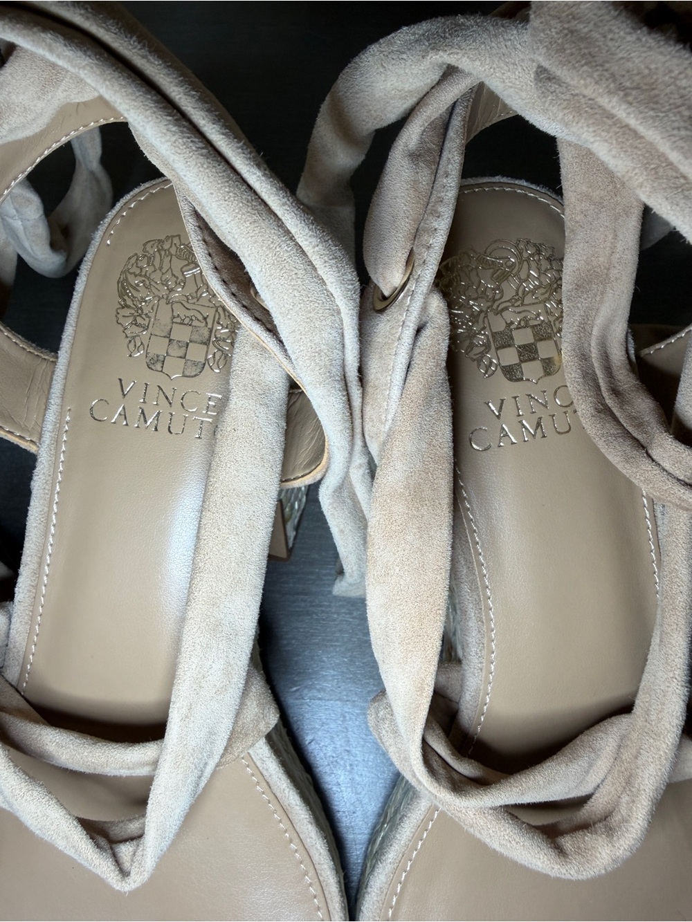 Vince Camuto Roreka Lace Up Espadrille Sandal Wedge Tortilla Suede Sz 8M RP$215 - Picture 5 of 8